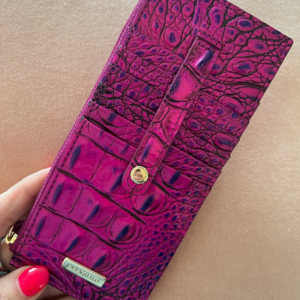 Brahmin Pink Croc-Embossed Wallet Luxurious Design
